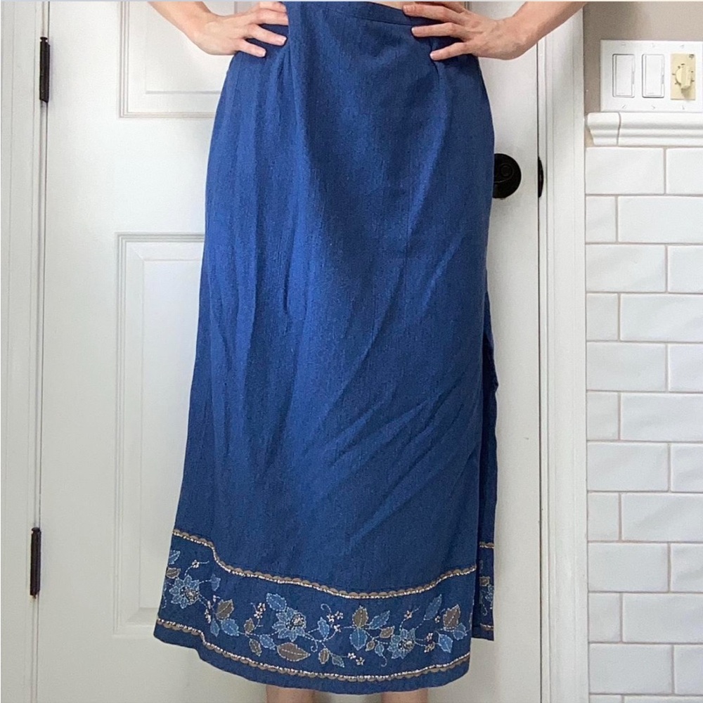 Alfred Dunner Blue Floral Maxi Skirt